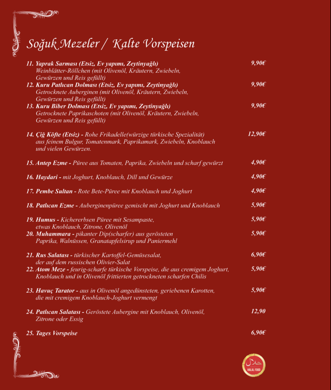 Soğuk Mezeler / Kalte Vorspeisen